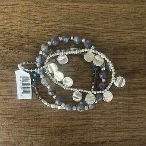 Elegant Silver and Purple Beaded Bracelet Set